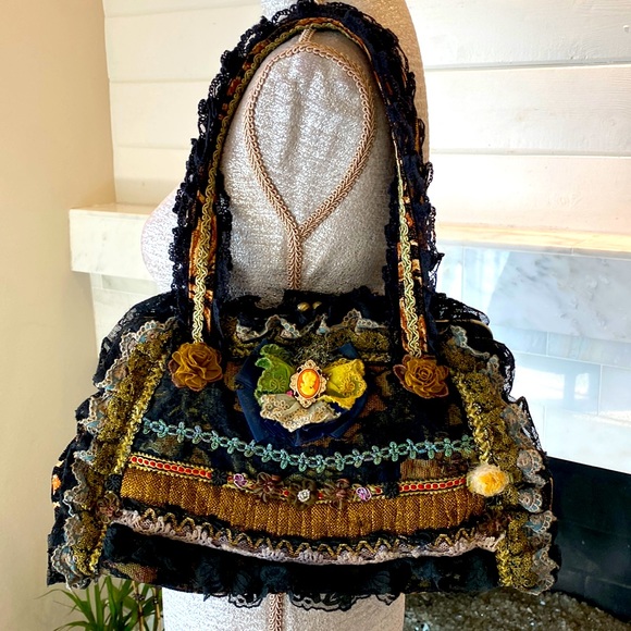 Handbags - Romantic Lacey Embellished Frame Satchel Bag Preloved